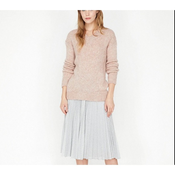 KOTON NWT V-Neck Sweater Classic Fitted Pullover Knit Blend Soft Pink-‎ Small - Picture 1 of 9